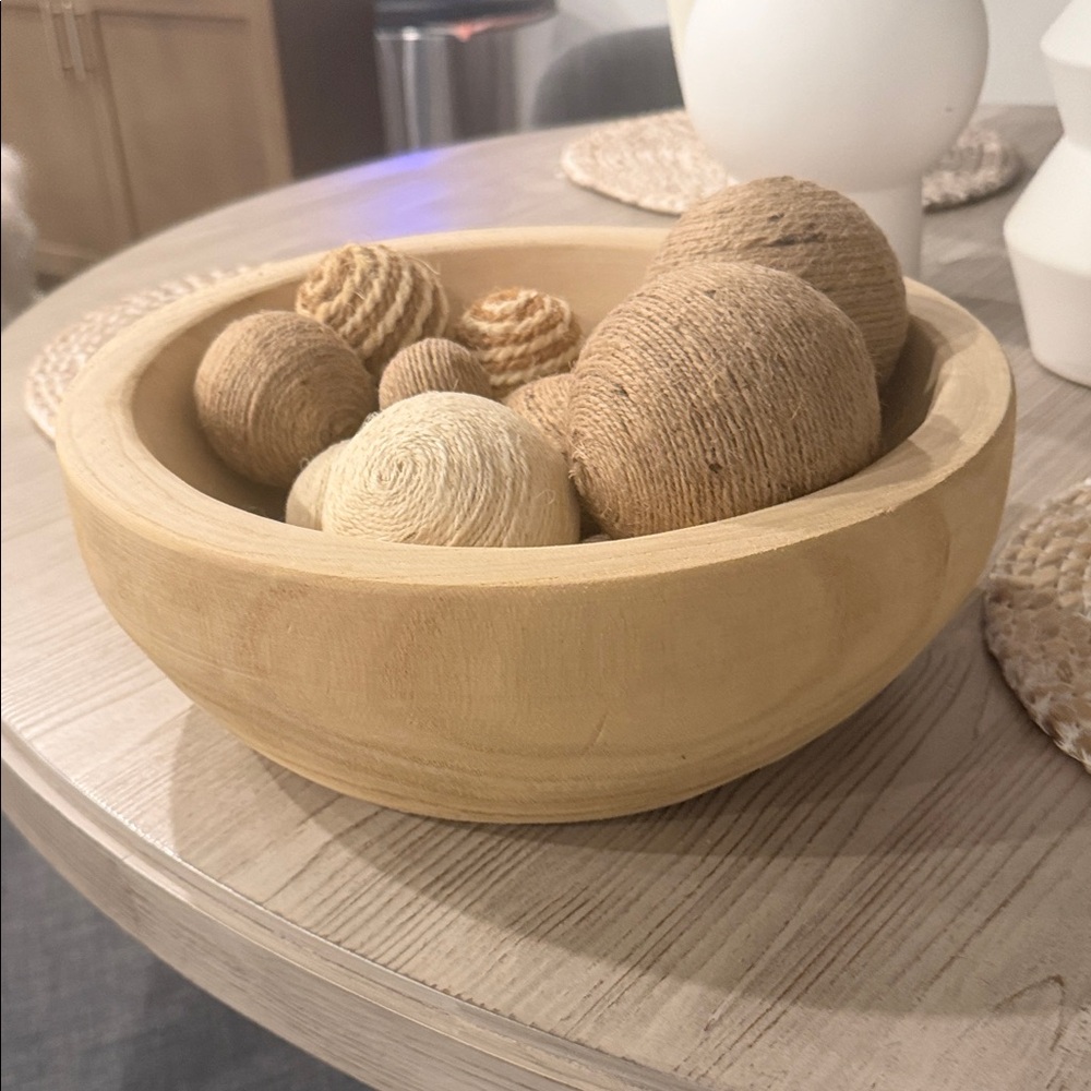 Hearth & Hand Natural Wood Bowl with Decorative Balls